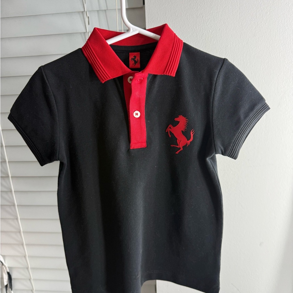 Toddler Ferrari Black and Red Collared Polo